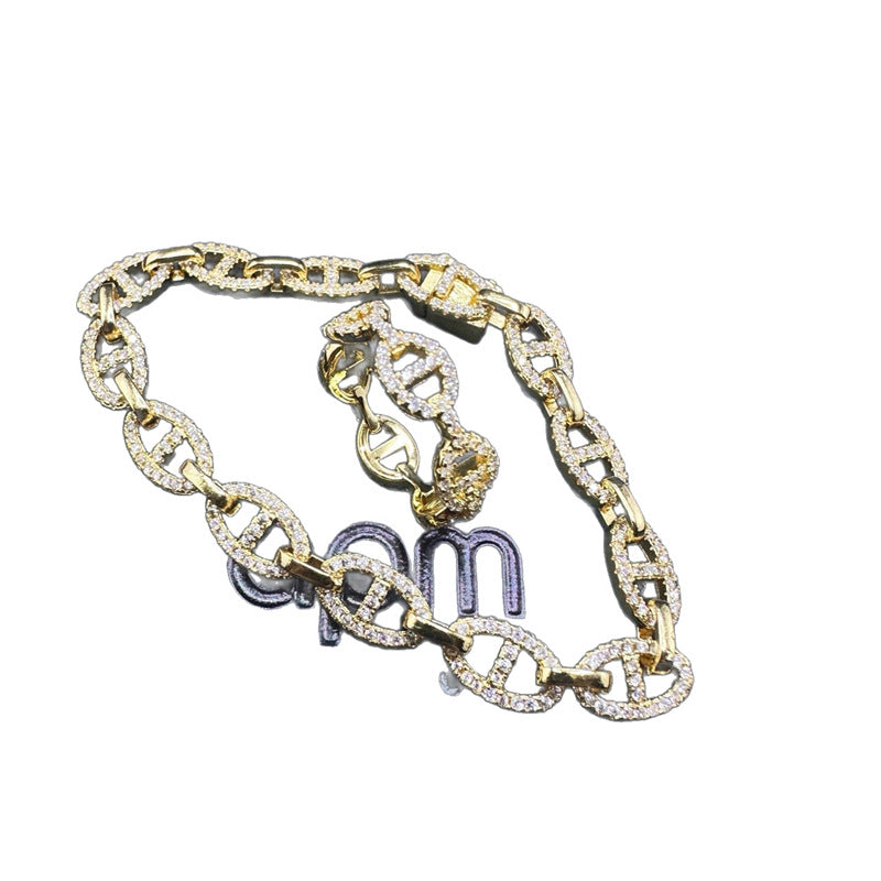 Zi Full Diamond Pig Nose Advanced Bracelet