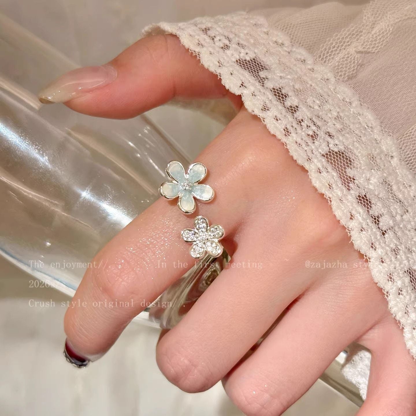 Zircon Simple Female Opening Adjustable Index Finger Light Luxury Rings