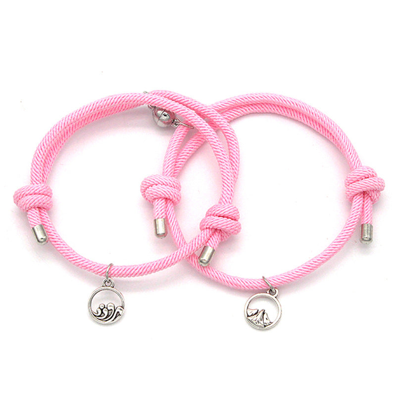 Alloy Sun Moon Oath Couple Magnet Bracelet