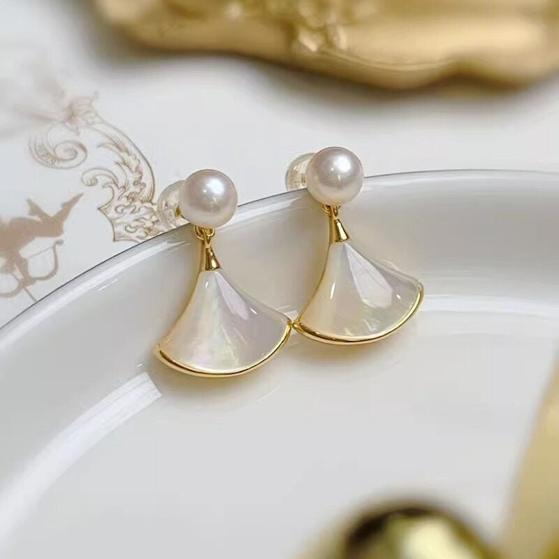 French Gilding Fritillary Scallop Exquisite Light Luxury Sense Earrings