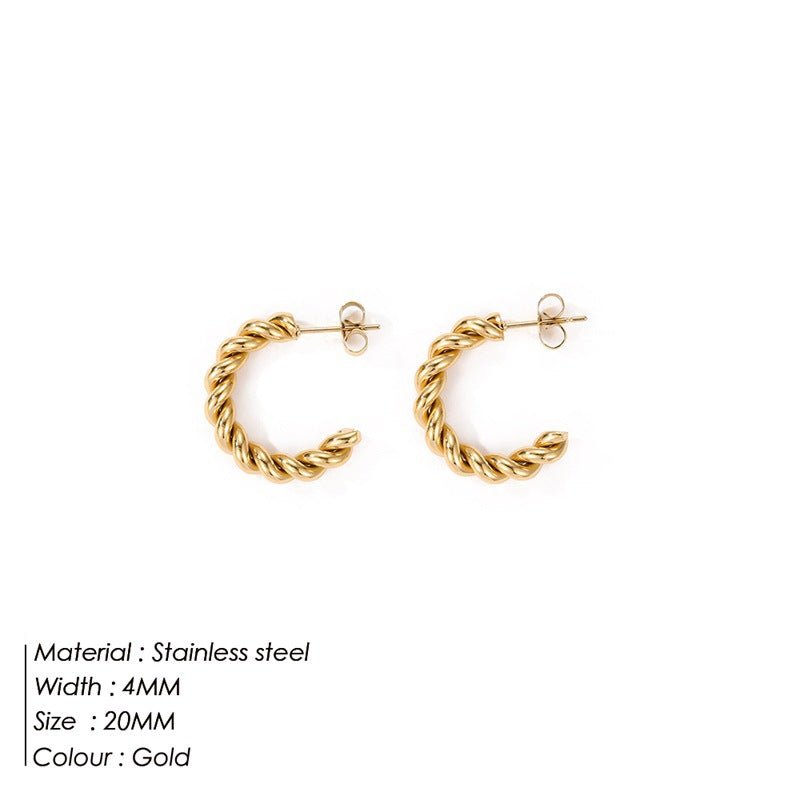 Women's Stainless Steel Gold-plated Shaped Twist Personalized Earrings