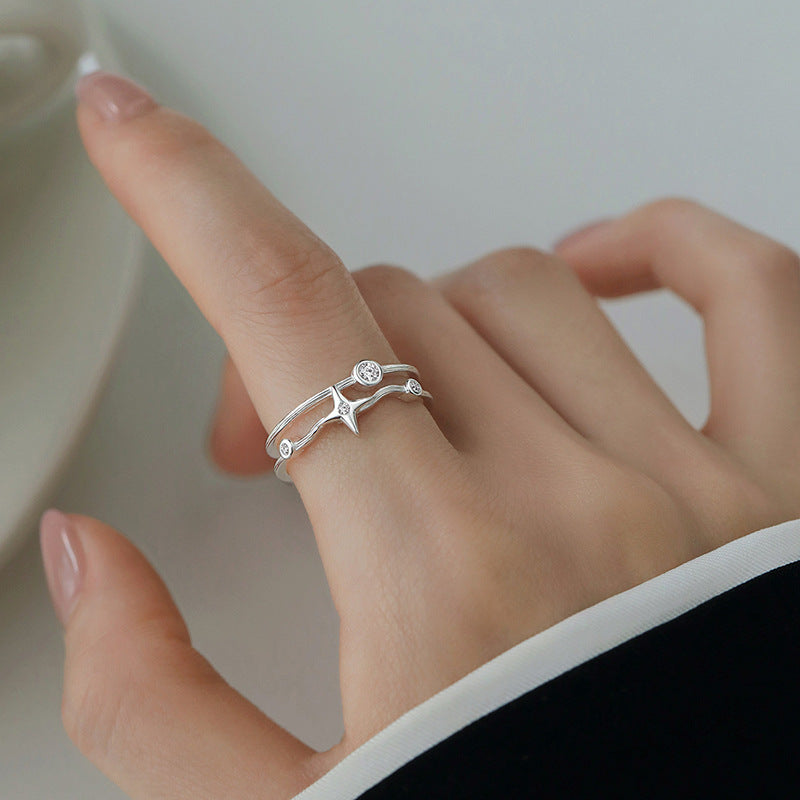 Luxury Simplicity Sparking Zirconium Four Stars Rings