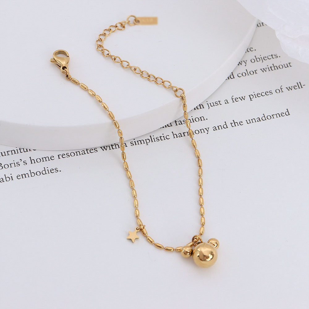 Cold Style Steel Ball Cartoon Five-pointed Star Titanium Necklaces
