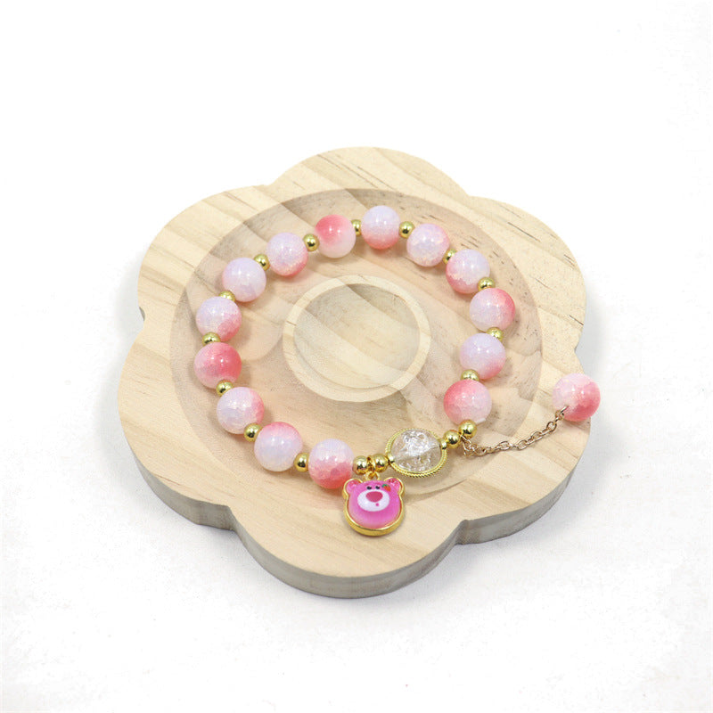 Two-tone Gradient Female Crystal Cartoon Panda Bracelets