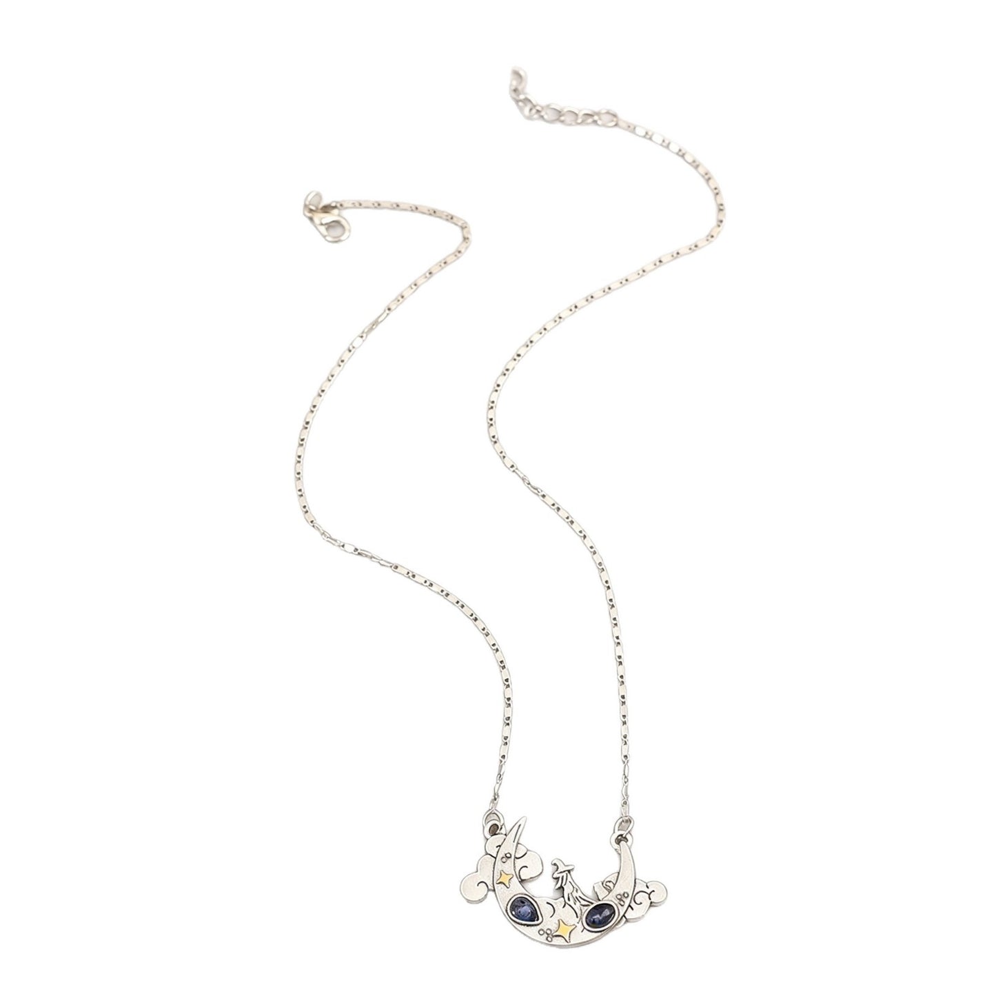 Vintage Cat Blue Treasure Chinese Style Necklaces