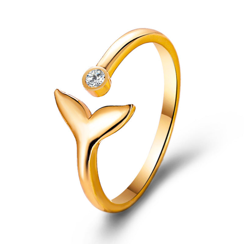 Chic Unique Fishtail Wave Mermaid Simple Temperament Opening Rings