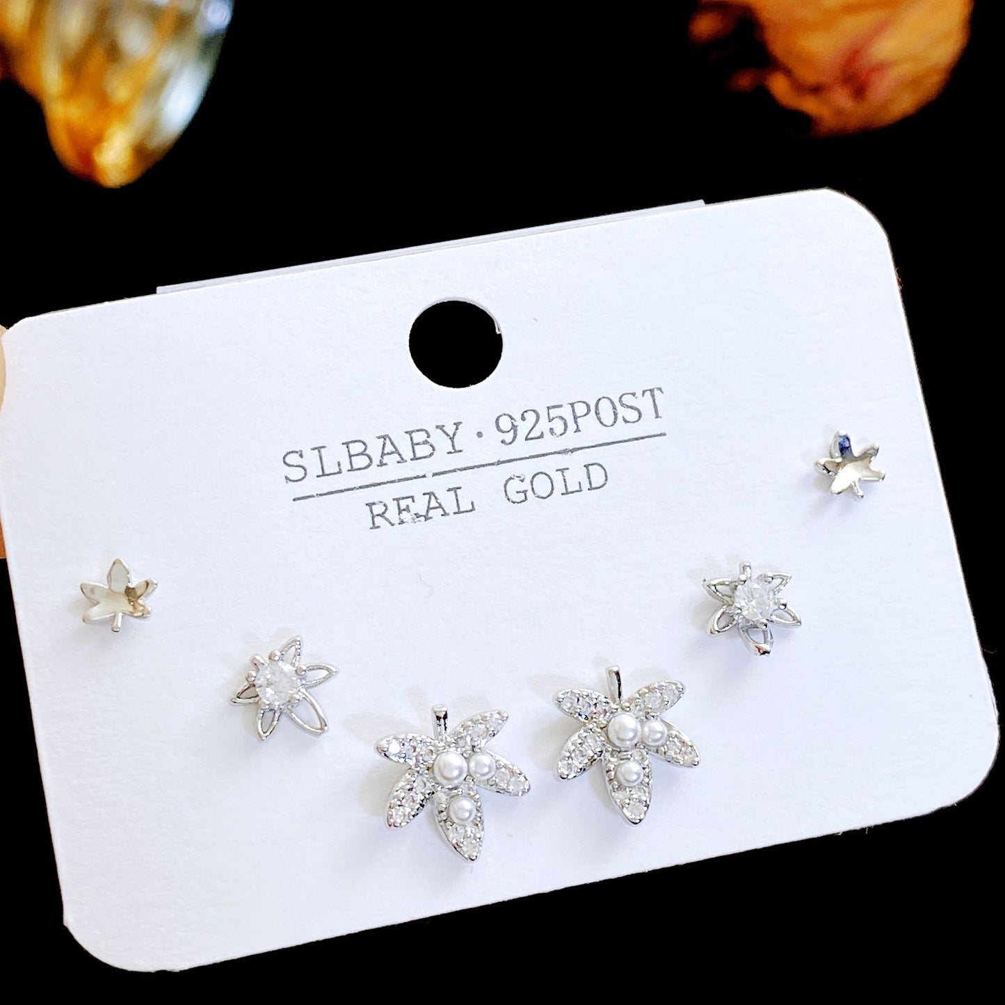 Women's Needle Simple Series Three Pairs Storage Ear Rings