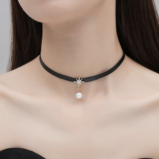 Female Neck Band Short Black Clavicle Necklaces