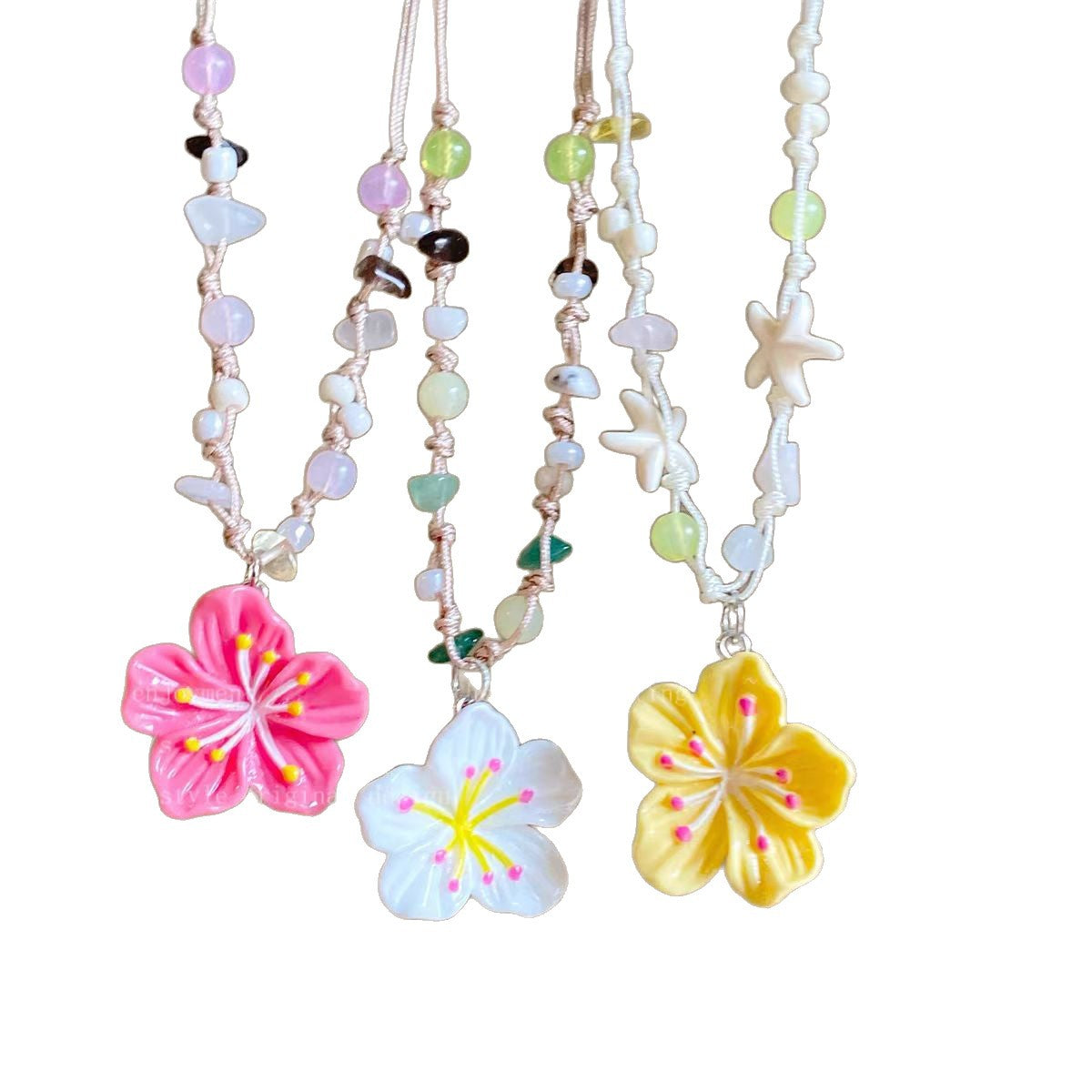 Sweet Colorful Flower Beaded Female Summer Dopamine Niche Atmosphere Clavicle Necklace