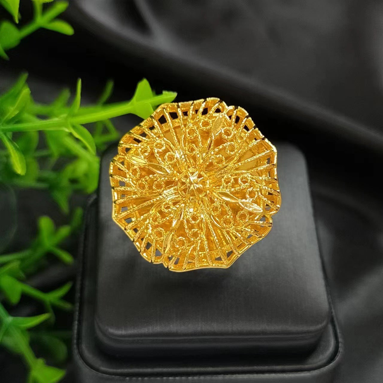 Women's Gold-plated Wheat Index Finger Does Not Fade Design Copper Ring