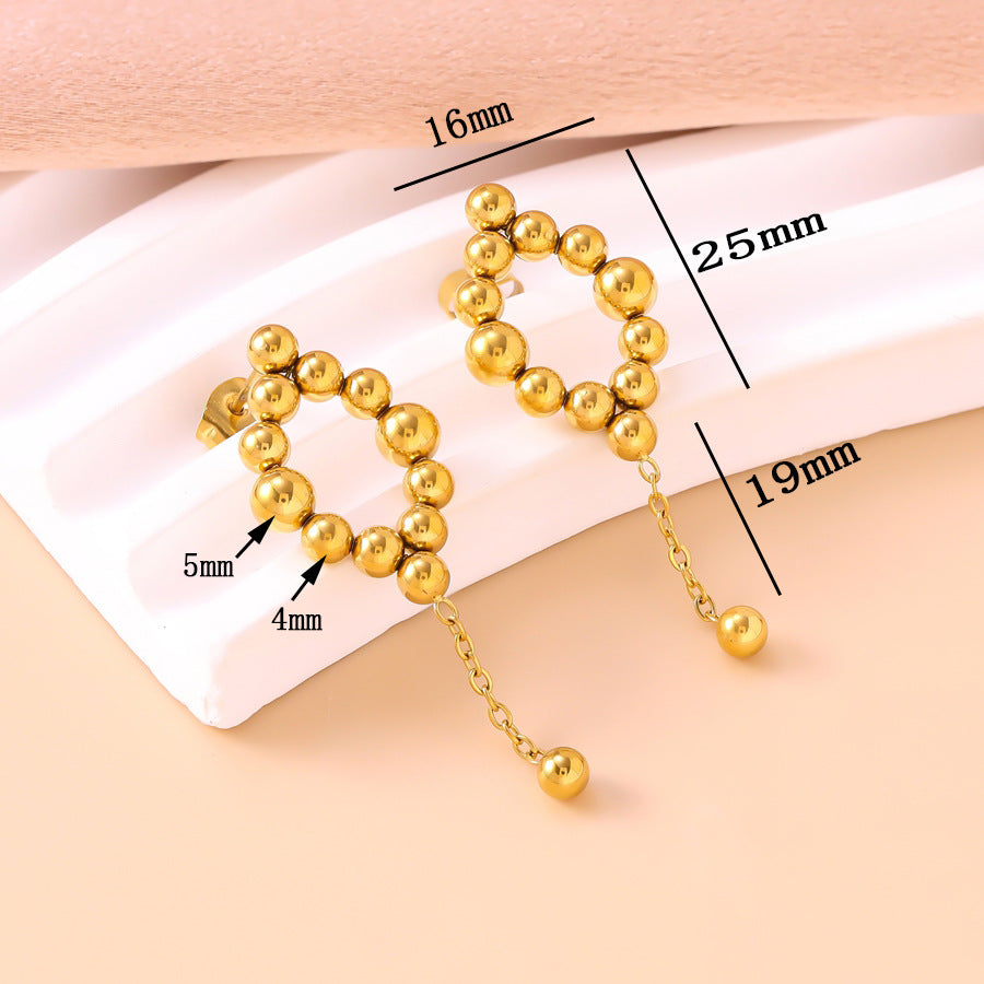 Personality Stitching Design Temperament Elegant Gold Titanium Steel Geometric Shape Stud Earrings