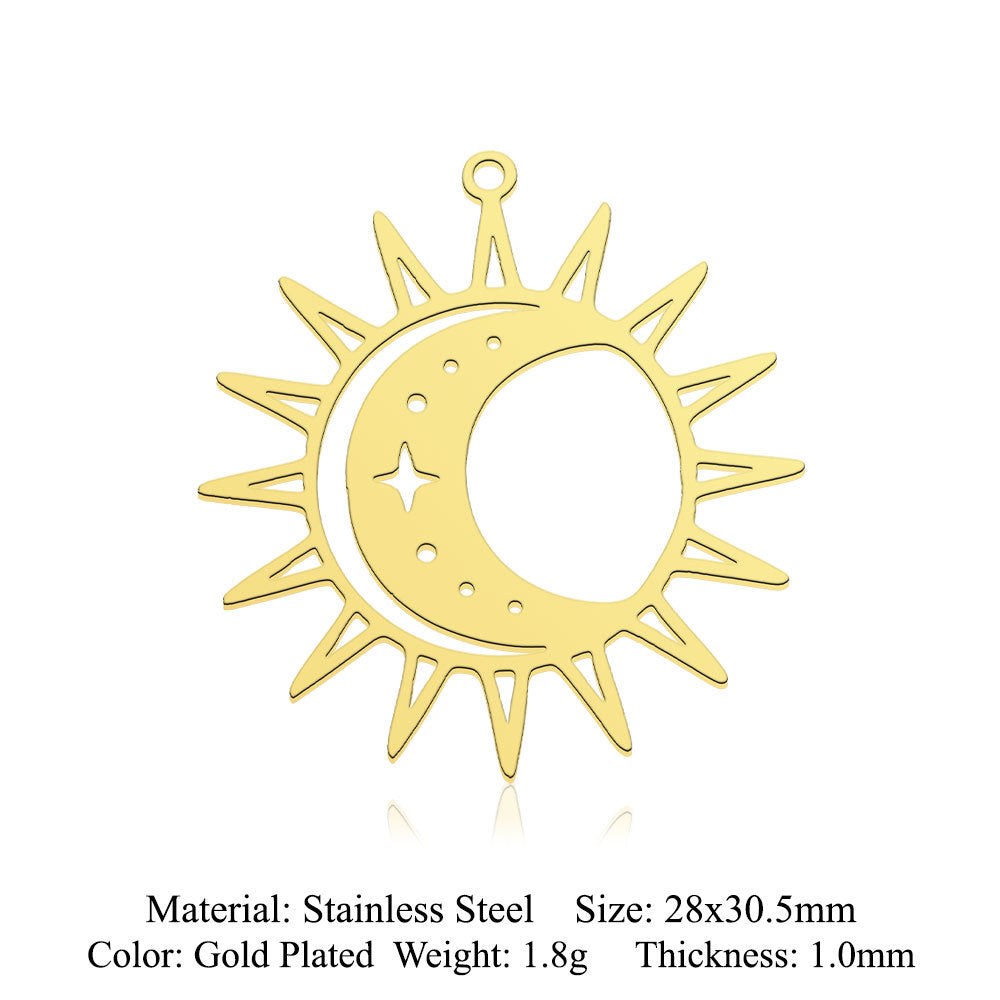 Sunrise Titanium Steel Flower Moon Ornament Pendants