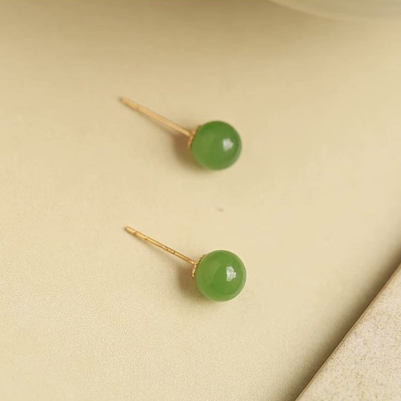 Women's Gold-plated Imitation Jade Green High-grade Temperament Earrings