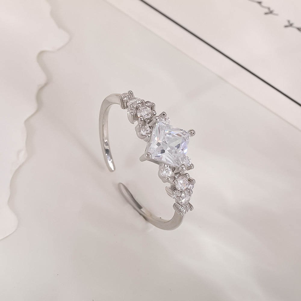 Women's Open-end Zircon Fashionable Classy Simple Cold Feeling Goddess Rings