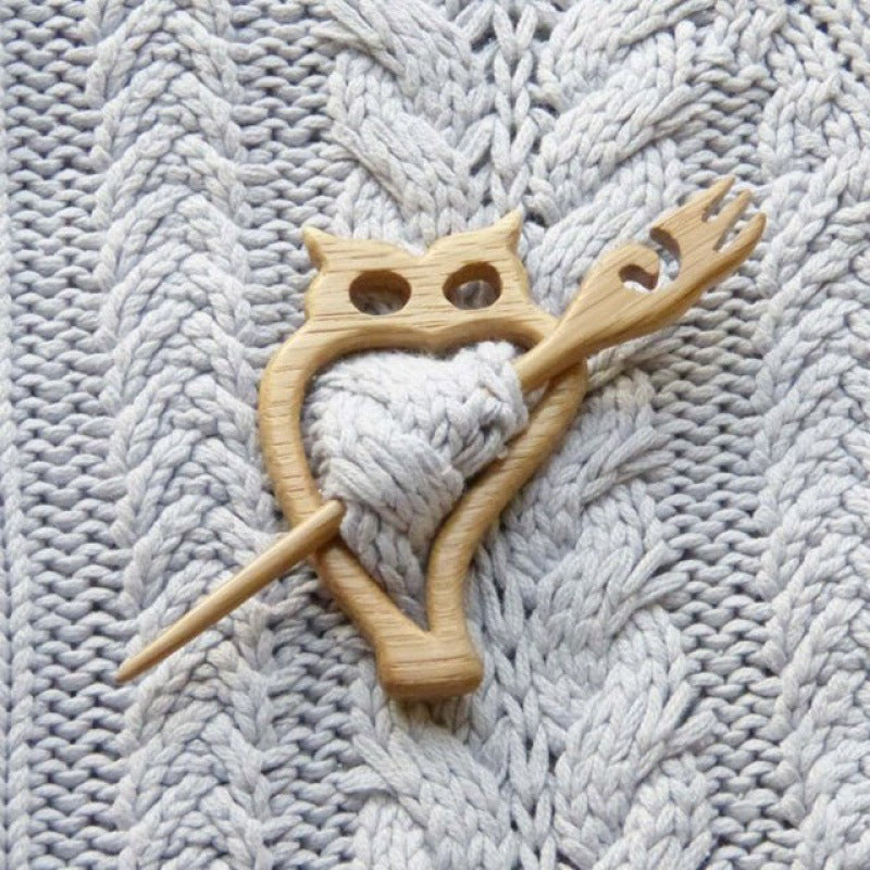 Wooden Brooch Winter Scarf Pin Animal Brooches
