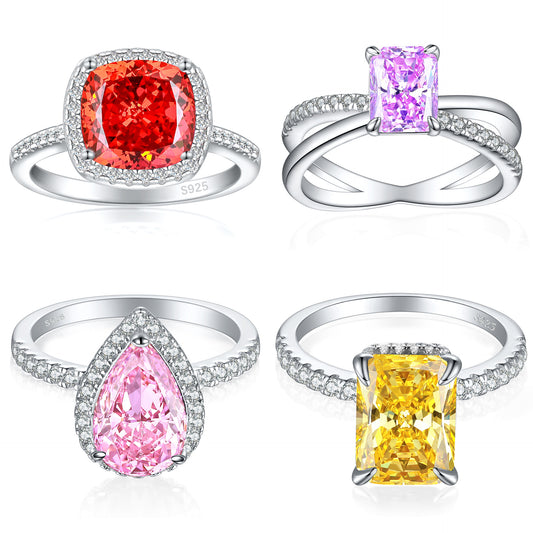 Karat High Carbon Rhinestone Female Niche Advanced Light Rings
