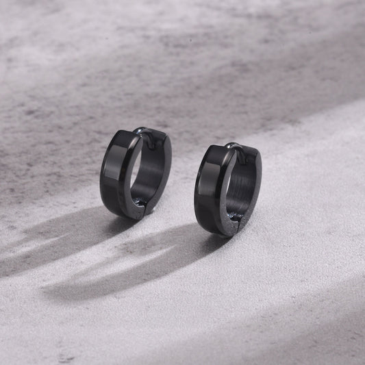 Men's Water Jewellery Stainless Steel Glossy Ear Black Single Rings