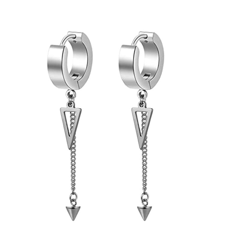 Women's & Men's Personalized Pointed Tapered Titanium Steel Retro Simple Earrings