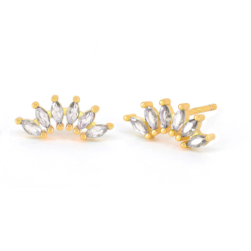 Needle Light Luxury Color Six Stone Retro Minority Design Refined Stud Earrings