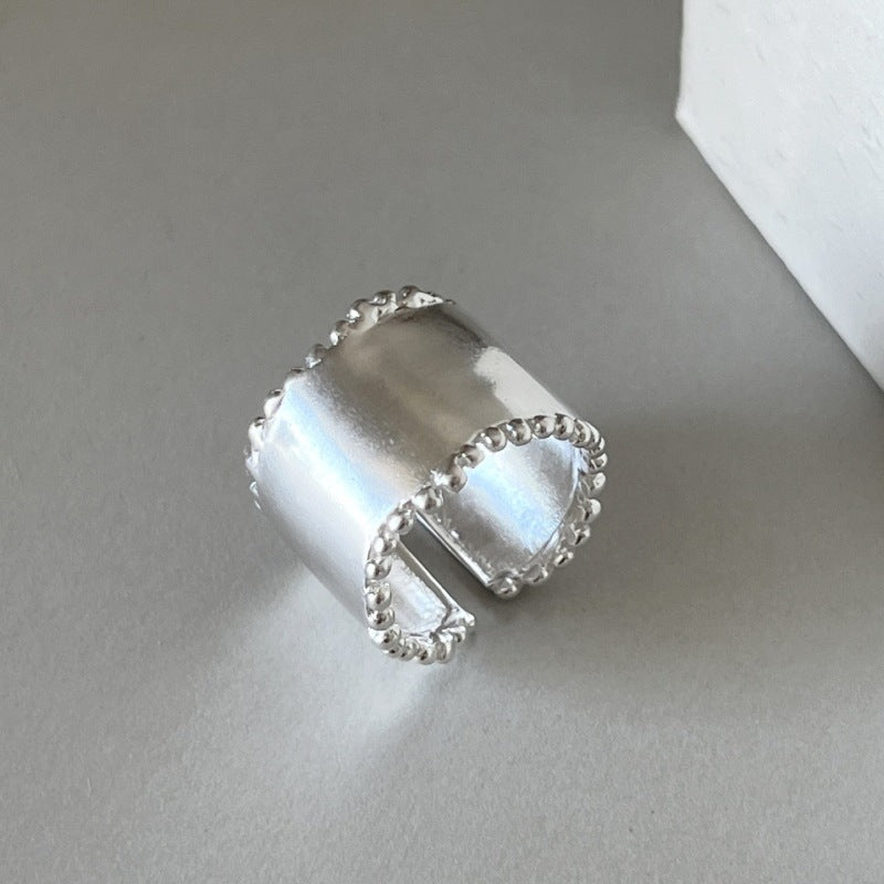 Women's Wide-brimmed Geometric Simple Cross Pearl Line Rings