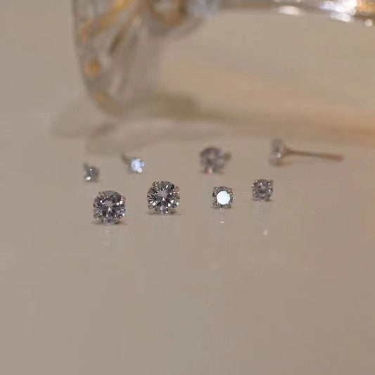 Women's Sier For Simple Zircon Diamond High-grade Earrings