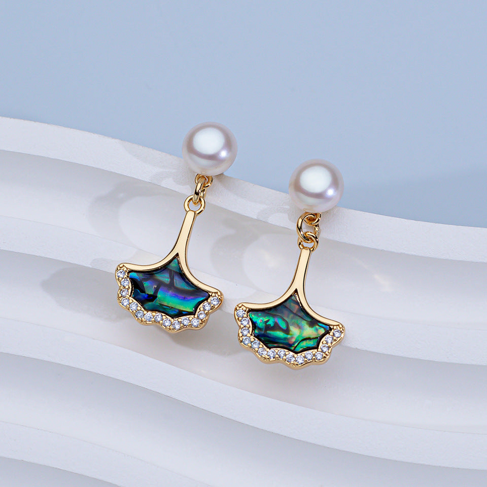 Women's Natural Freshwater Pearl Ear Sier Needle High Earrings