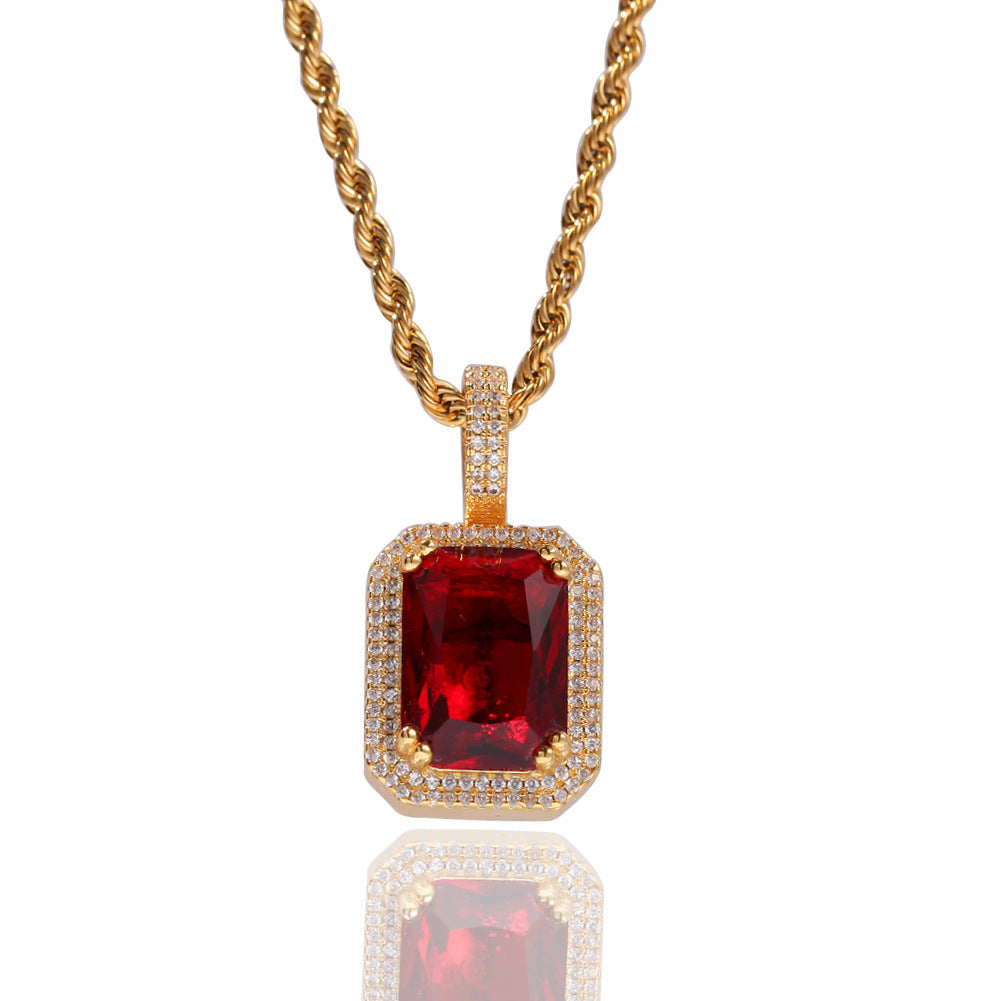Fluorescent Square Solid Gemstone Niche Bag Necklaces