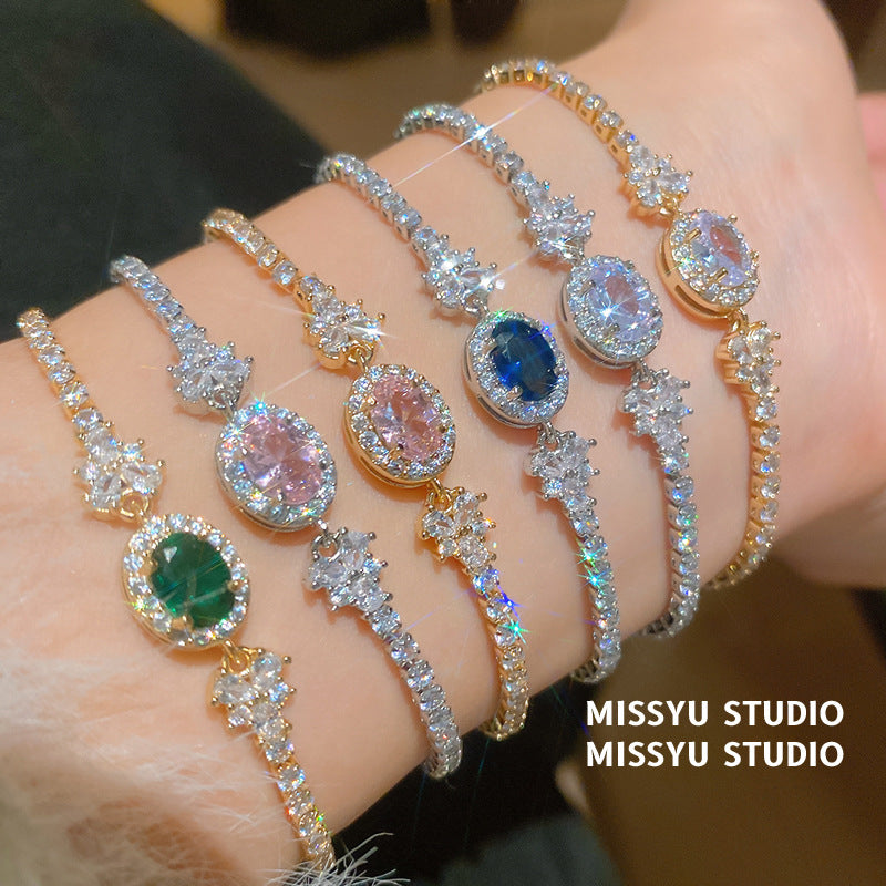 Women's Zircon Oval Korean Style Sweet Light Luxury Bracelet