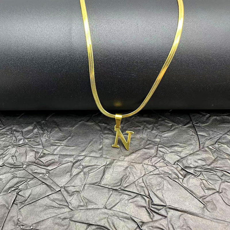 Letter Blade Chain Stainless Steel Material Necklaces