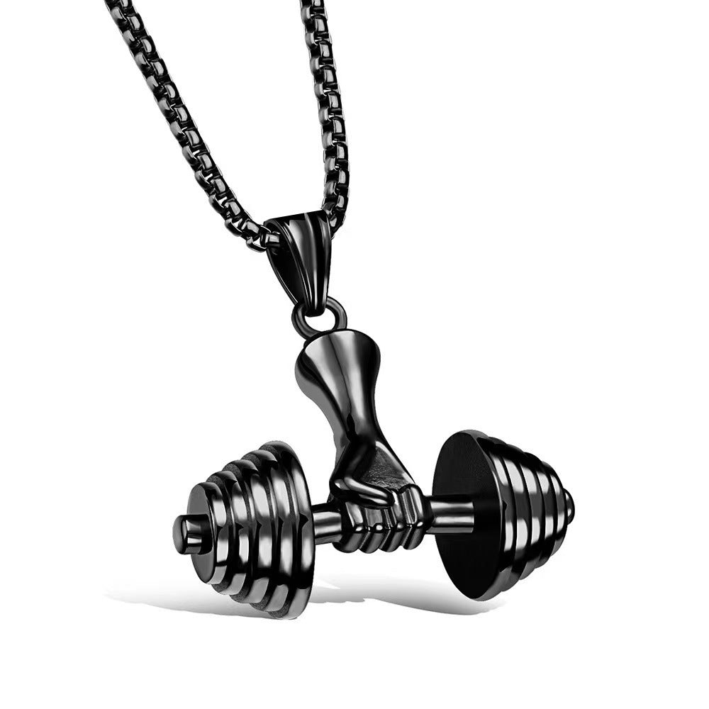 Men's Jewelry Dumbbell Barbell Fitness Titanium Steel Necklaces