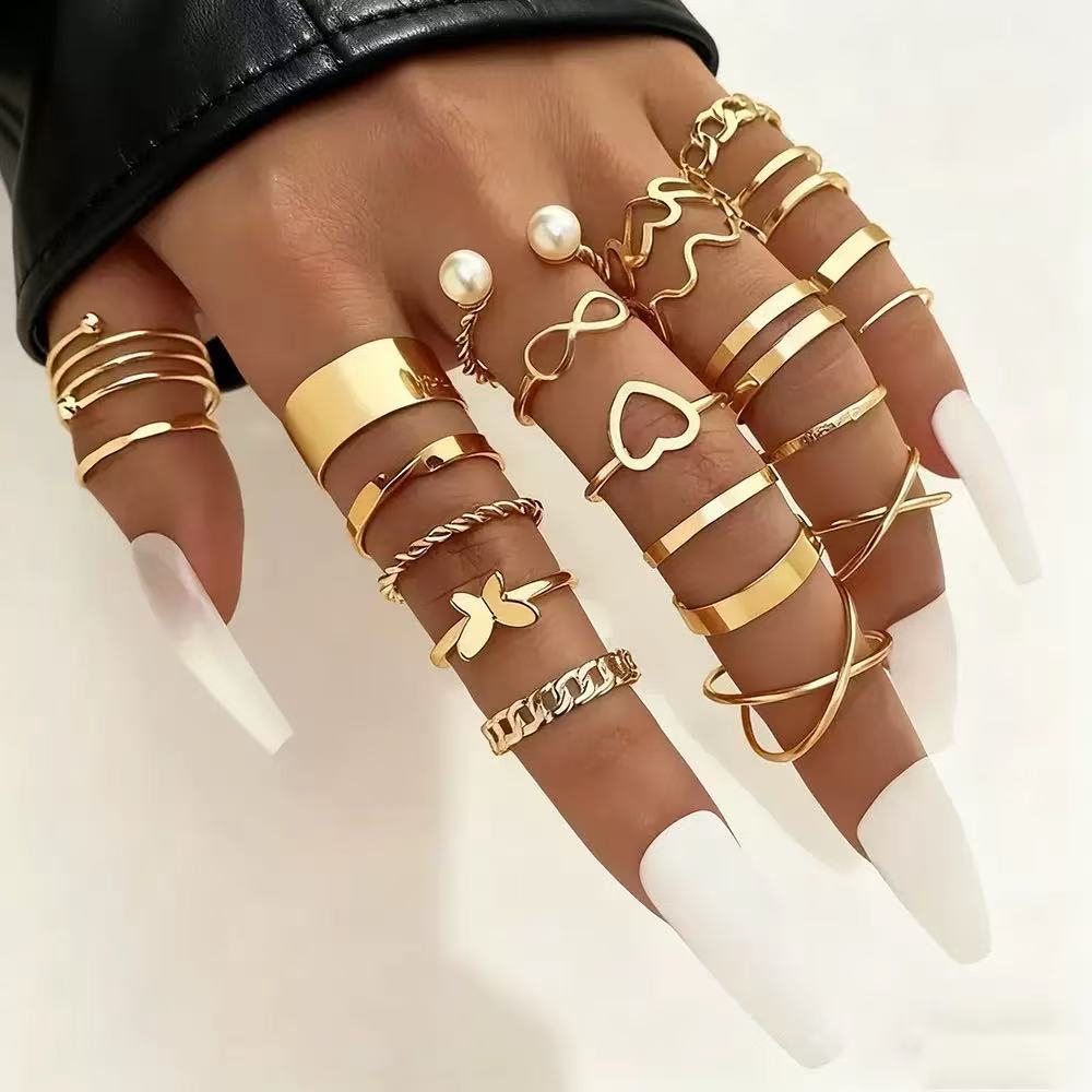 Women's Opening More Than Knuckle Suit Sets Love Heart-shaped Design Sense Ring
