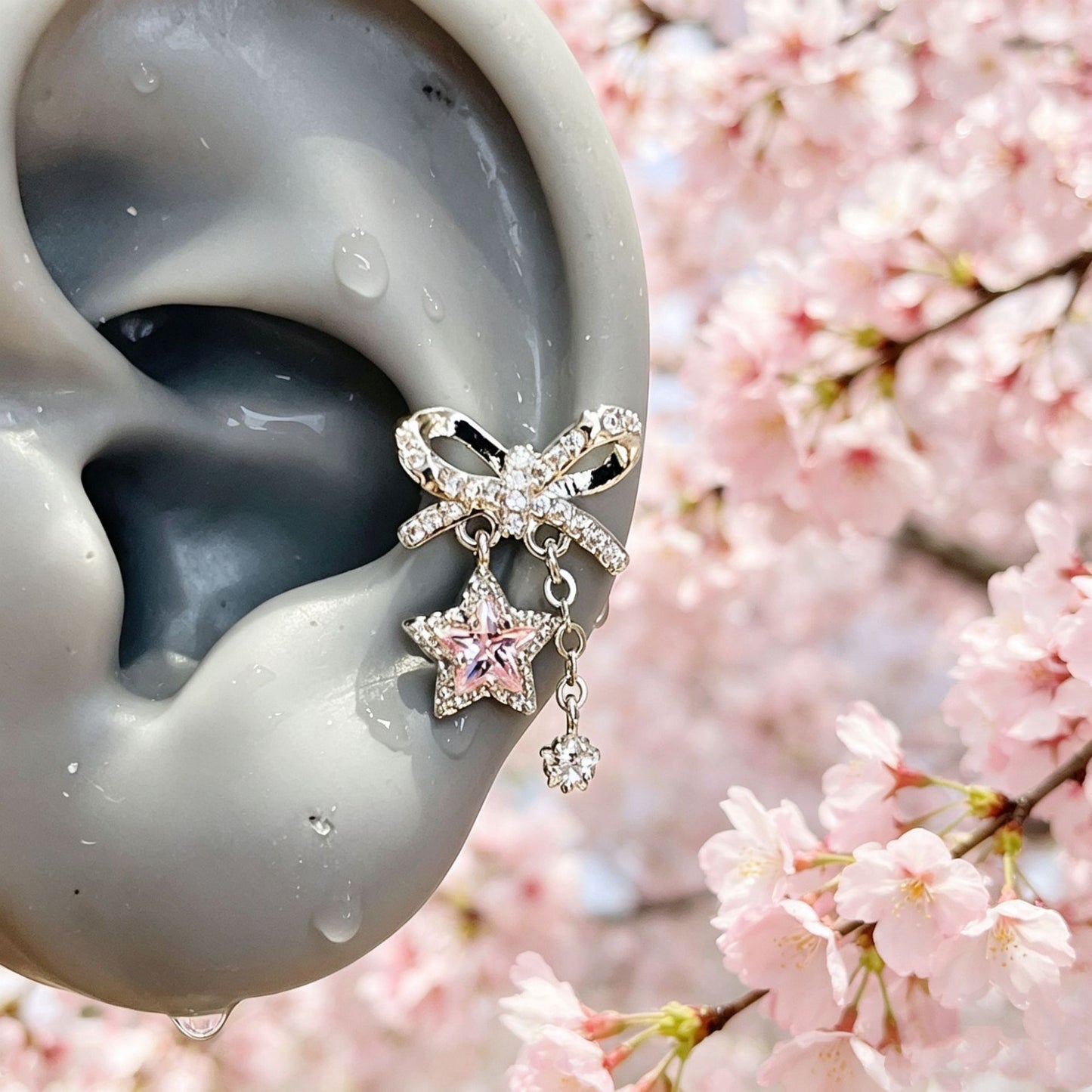 Pink Bow Sweet Vacation Style Fresh Medical Earrings