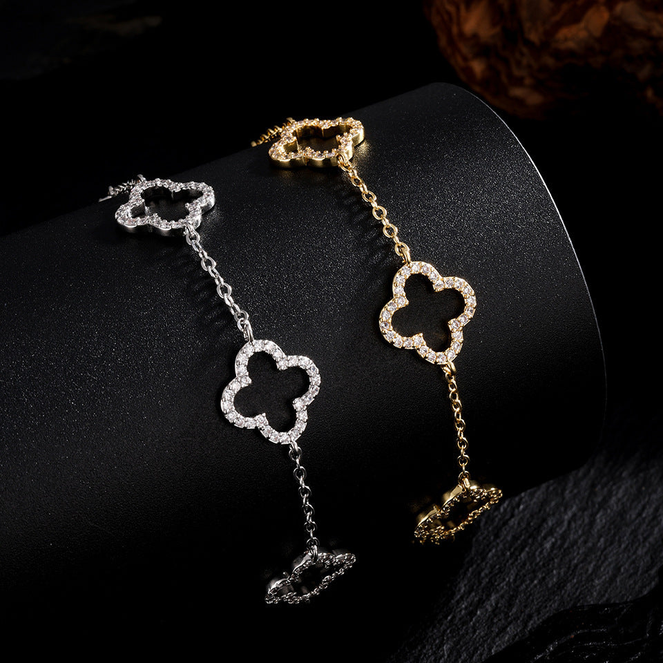 Lucky Flower Female French Sweet High Sense Full Bracelet