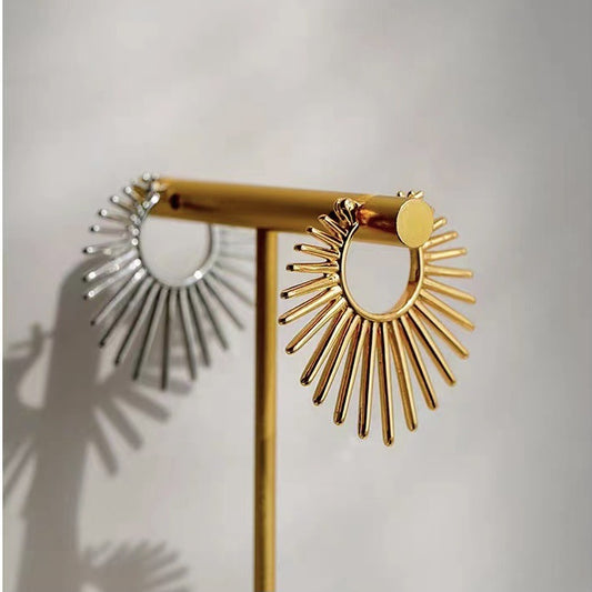 Women's Style Gold Sunflower Clip Unique Design Earrings