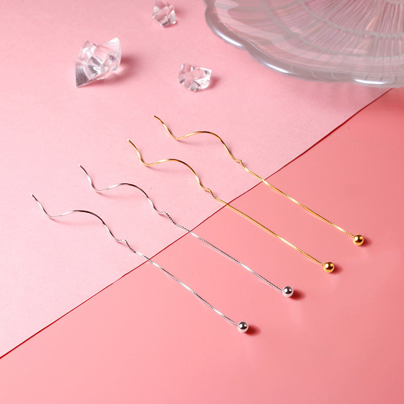 Body Sier Sweet Temperament Water Drop Eardrops Wavy Earrings
