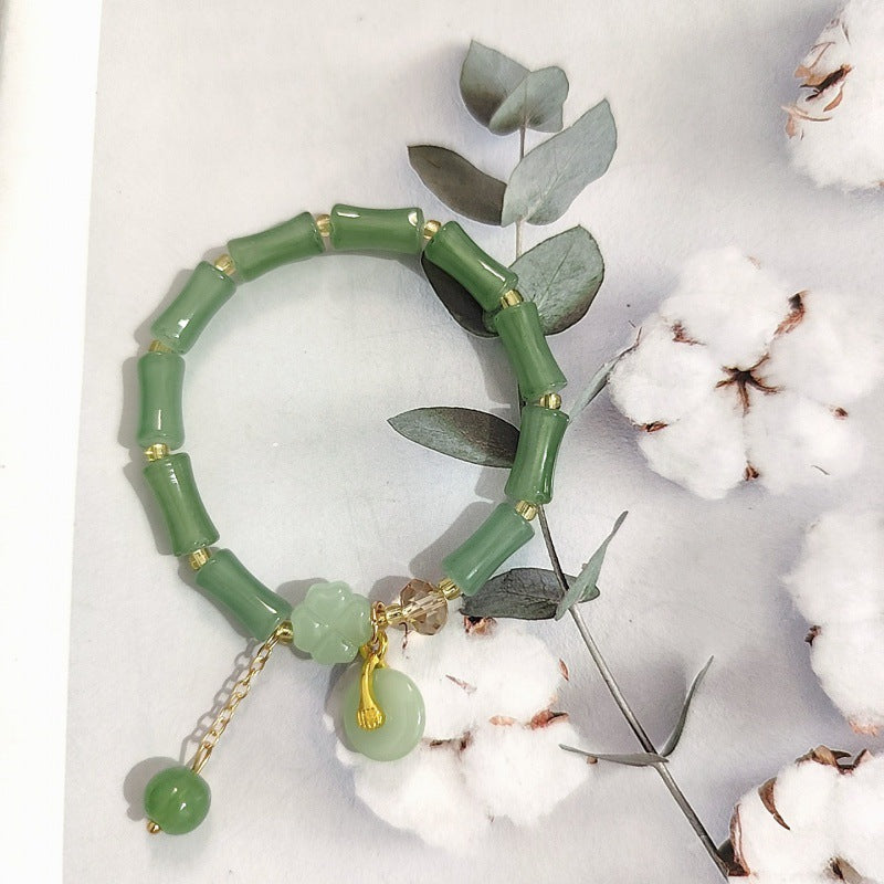 Aventurine Peace Buckle Bamboo Fresh Chinese Style Clover Bracelets
