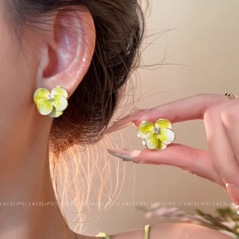 Women's Blue Flower For Spring Light Luxury High-grade Niche Stud Earrings