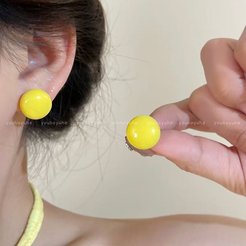 Women's Candy Color Steamed Bread Bean-shaped Unique Rings