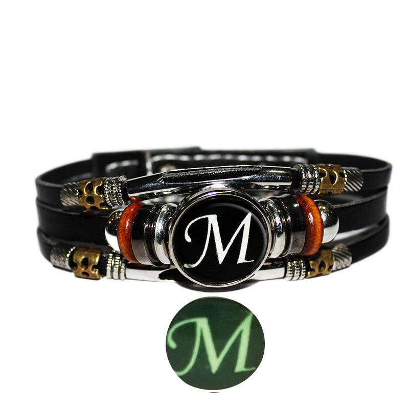 Letter Leather Couple Retro Punk Beaded Bracelets