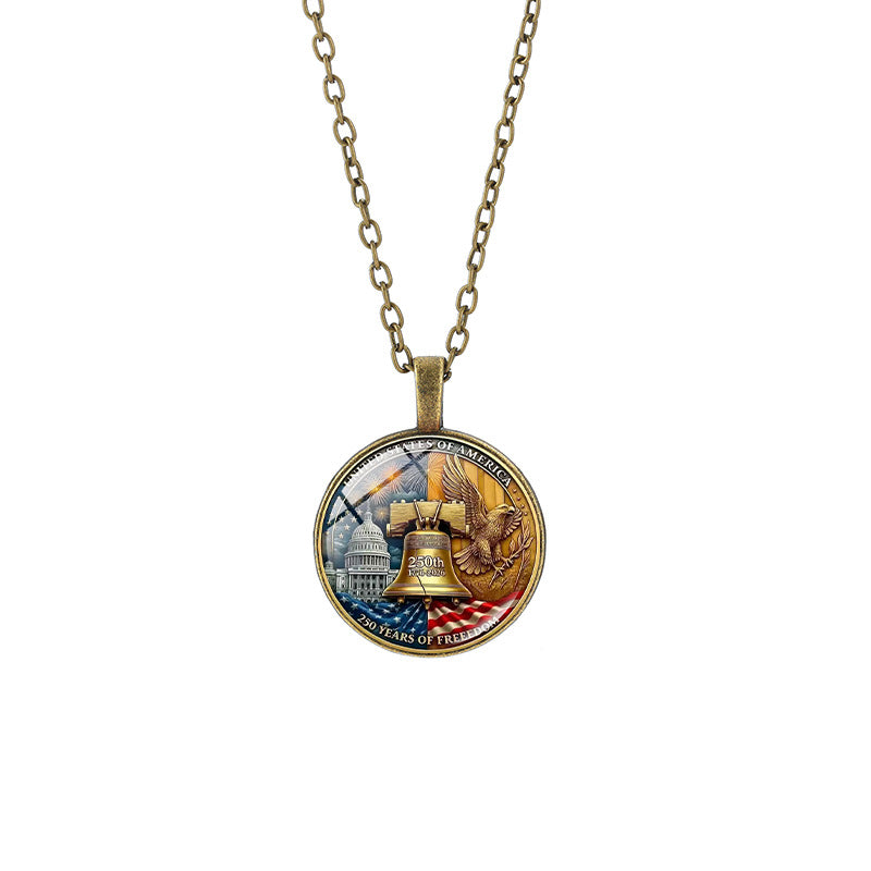 Popular Weekly Commemorative Liberty Bell National Flag Totem Necklaces