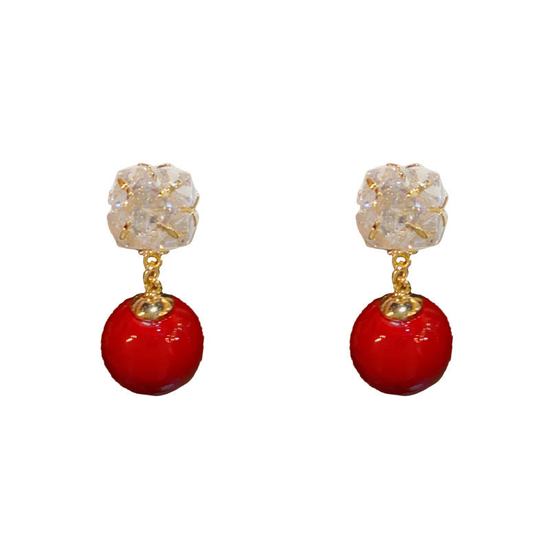 Needle Affordable Luxury Fashion Square Diamond Pearl Female Earrings