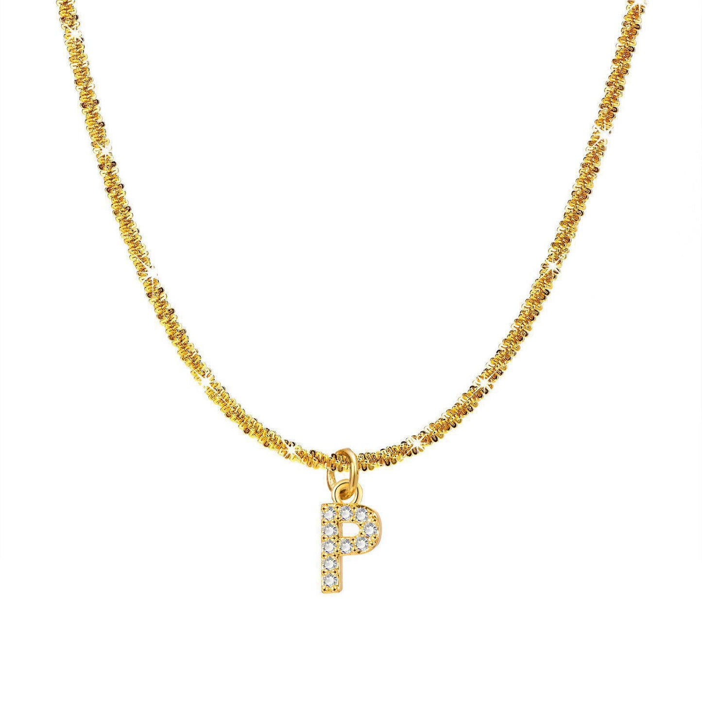 Steel Sparkling Female Inlaid Zirconium English Letters Clavicle Chain High Necklace