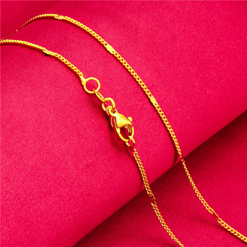 Women's Lobster Buckle Color Gold Plated Water Wave Chain Snake Bones Necklace