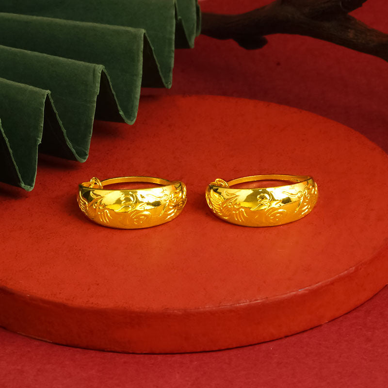 Classic Pouch Dragon Phoenix Ear Chinese Rings