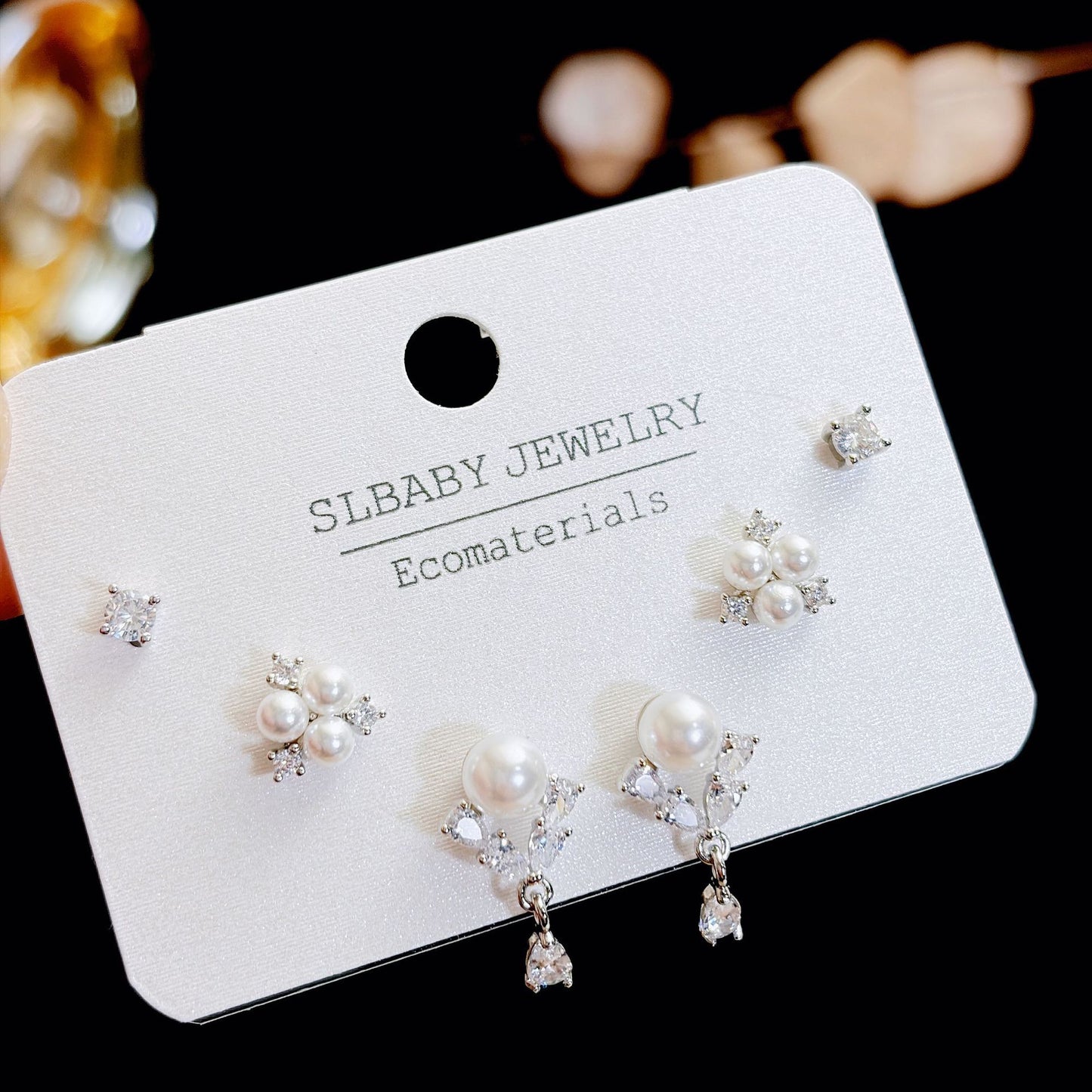 Women's Needle Simple Series Three Pairs Storage Ear Rings