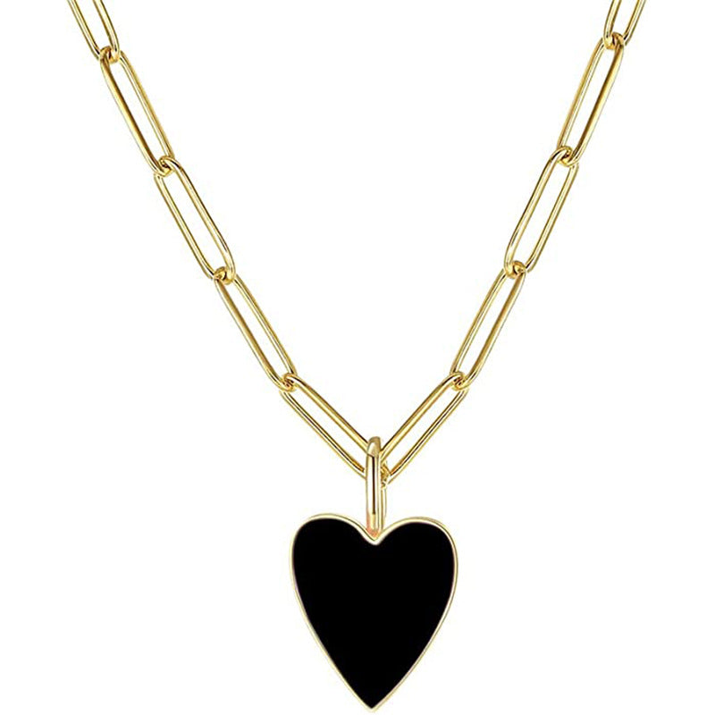 Women's Source Heart-shaped Gold-plated Stainless Steel Clip For Girlish Fashion Love Necklace