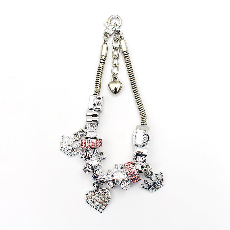 Crystal Heart-shaped Glass Bead Temperament Trend Alloy Bracelet