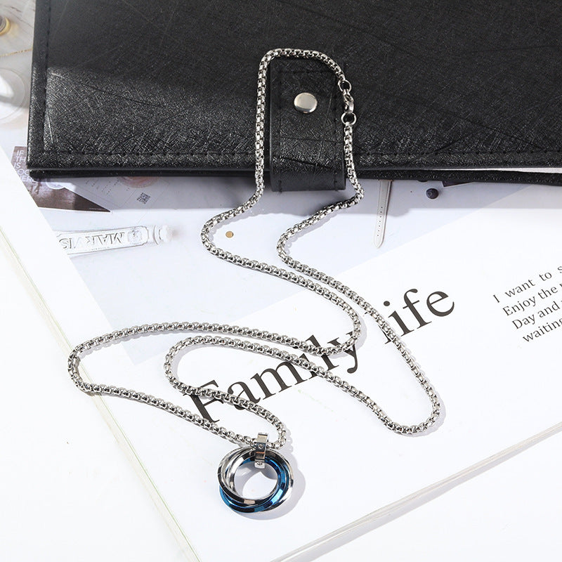 Women's & Men's Hop Titanium Steel Sweater Chain Three Niche Stainless Necklace