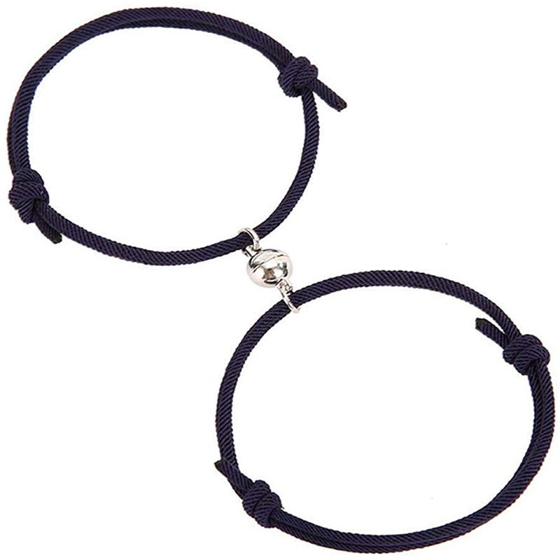 Women's & Men's Simple Love Magnetic Snap One Pair Bracelets