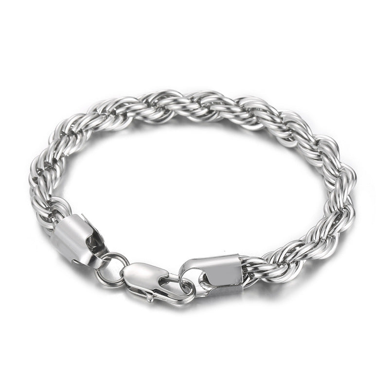 Steel Ornament Spiral Hemp Rope Hip Hop Bracelets